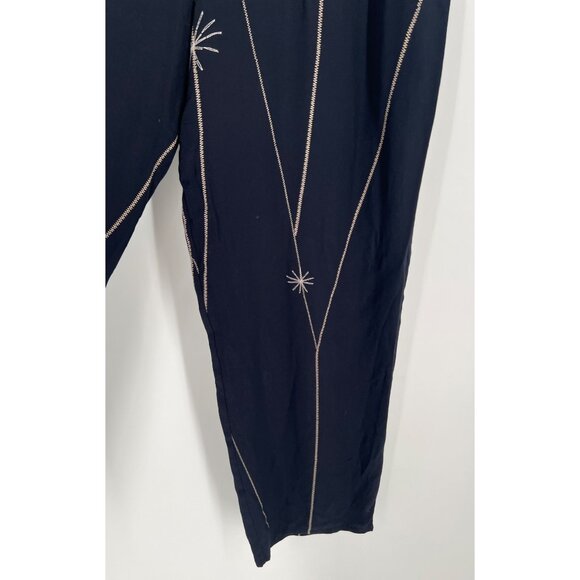 Vintage David Dart Womens Pants Embroidered Blue Pull On Elastic Waist Size XL - Picture 4 of 9